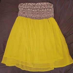 Neon yellow black white Aztec design dress